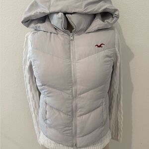 Hollister Light Gray Puffer vest with Hood